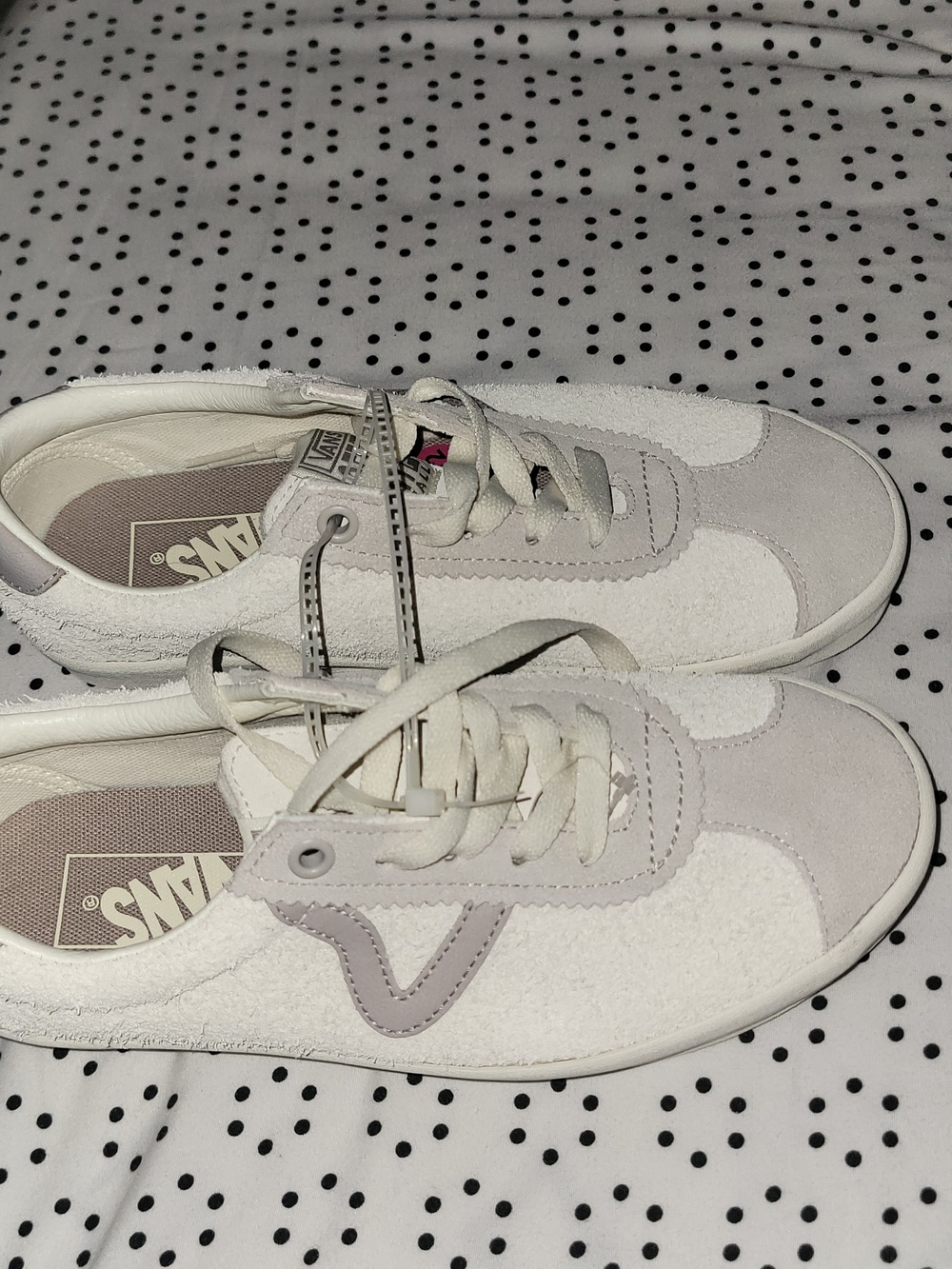 Vans White Suede & Terry Cloth Low-Top Sneakers